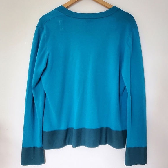Olsen Europe Colourblock Turquoise Single Button Cardigan (Size M/L 12-42) - Picture 5 of 6